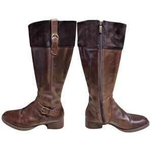 Ariat Brown Leather Buckle Side Zip Equestrian Riding Tall Boots Women's 6 1/2 B